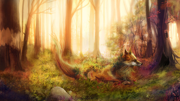 卡通森林狐狸图片