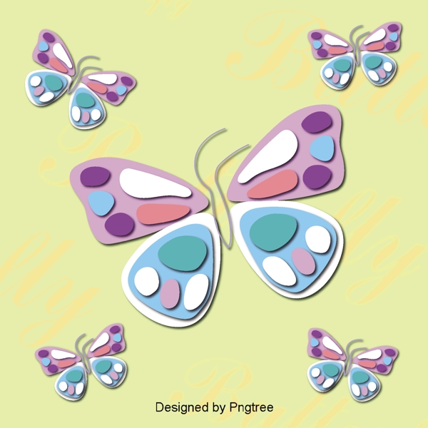 美丽的卡通可爱的手绘彩色蝴蝶翅膀