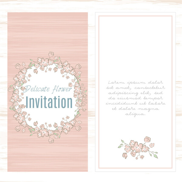 粉色圆形花朵婚礼请贴图片