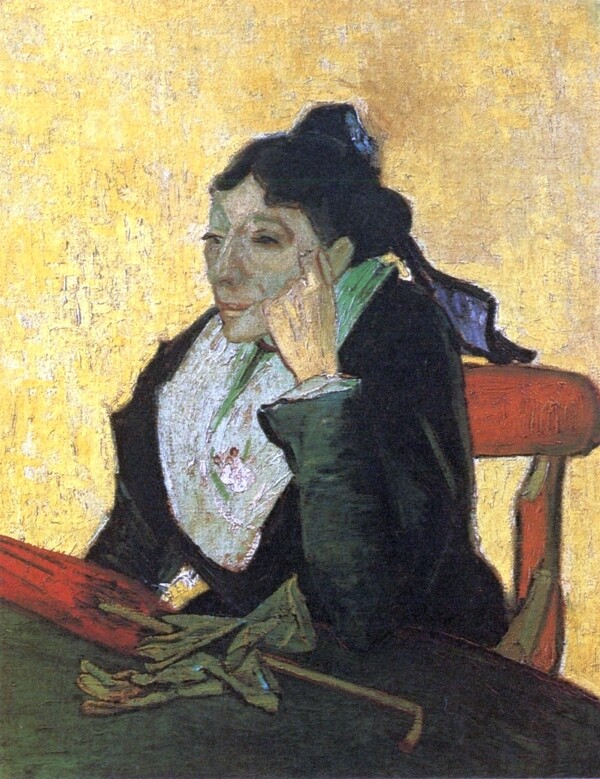 坐在椅子上思考的妇人人物油画装饰画素材