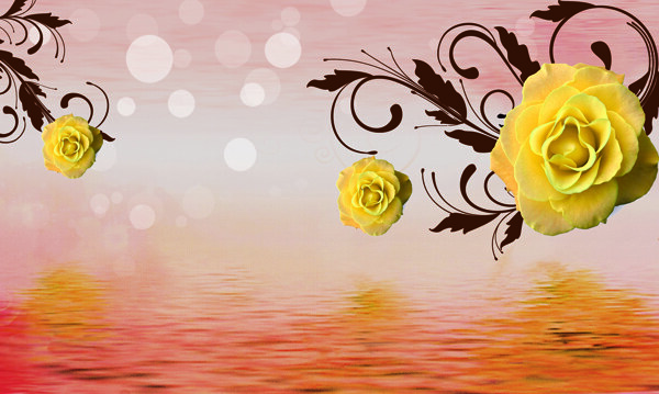 黄黄的花朵装饰画效果图