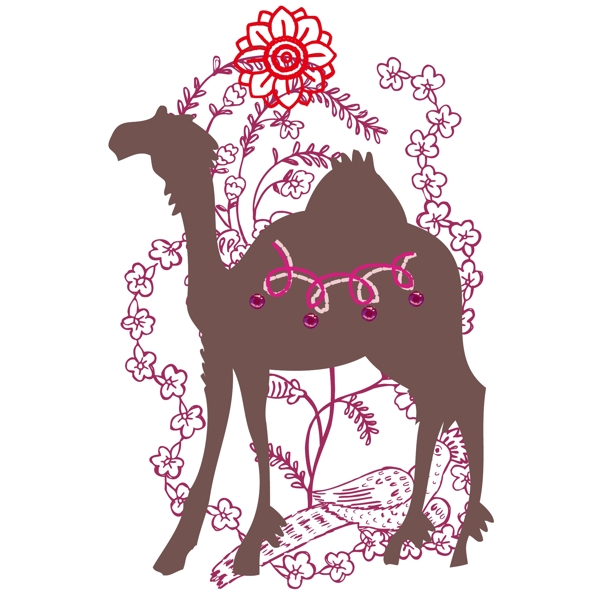 印花矢量图女童T恤图案动物骆驼免费素材