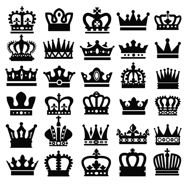 30款黑色王冠图标矢量素材图片
