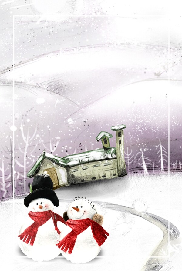 冬季雪人海报背景设计