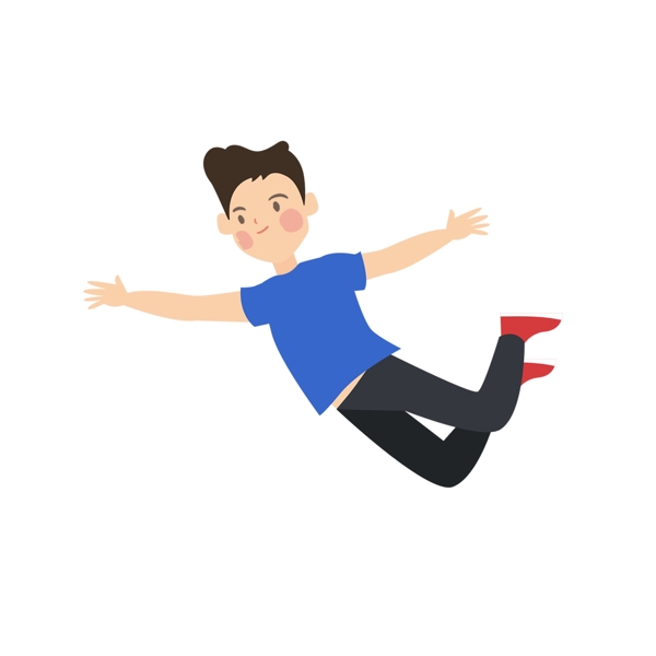 开心跳跃的男子插画设计可商用元素