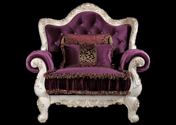 欧式紫色单人沙发png元素