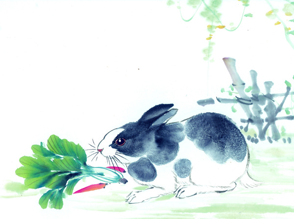 水墨画兔子