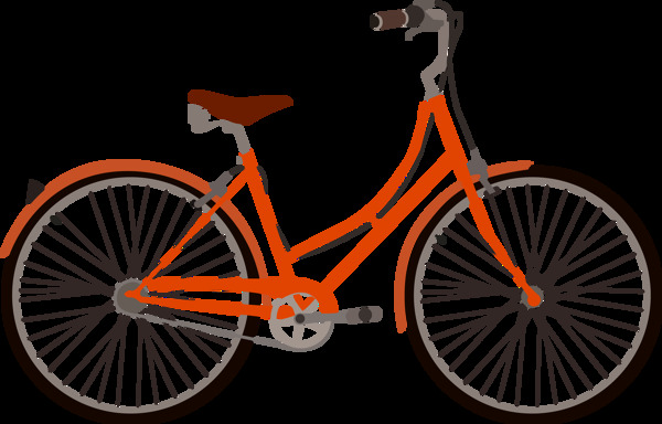 手绘红色单车自行车免抠png透明图层素材