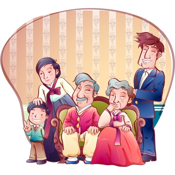 卡通韩国家庭图片