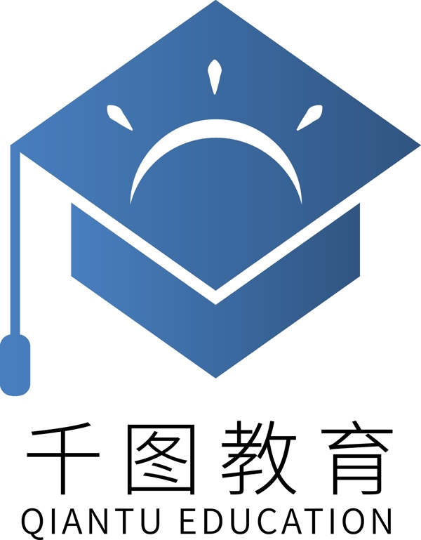 学士帽成教教育培训机构logo标志设计