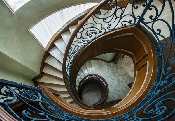 美式别墅楼梯俯视效果图