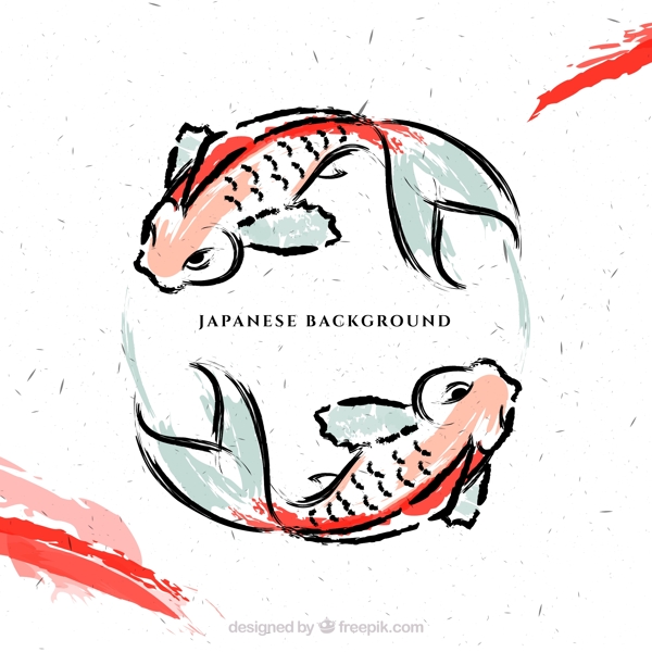手绘日本鱼背景
