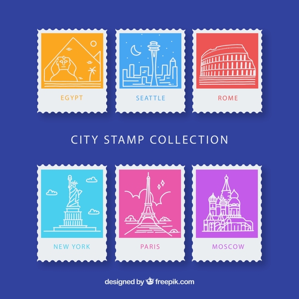 旅游城市邮票图片