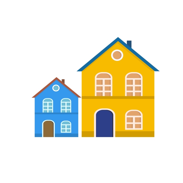 小房子彩色住宅装饰素材设计