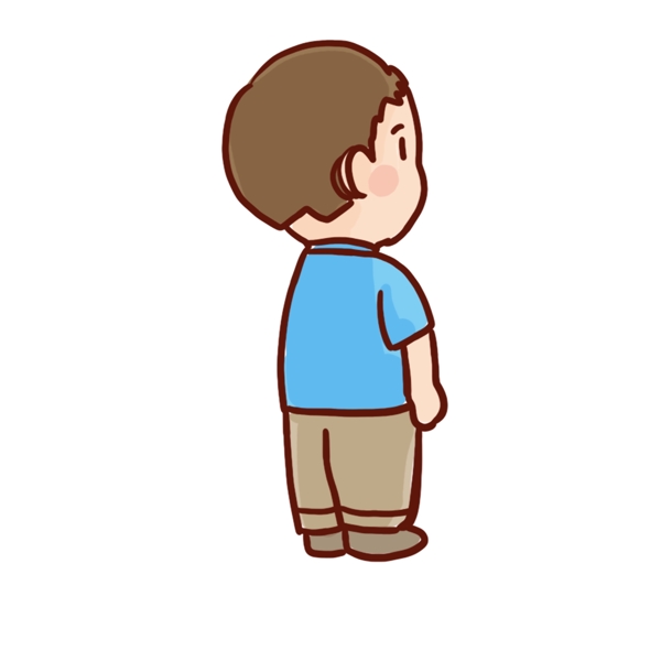 卡通手绘穿着蓝色T恤的男孩