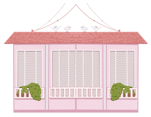 粉色房屋图案