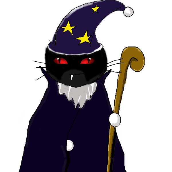 黑色的魔法红眼猫可商用元素