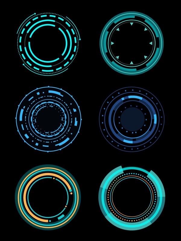 圆形蓝色未来感科技边框几何边框圆框对话框