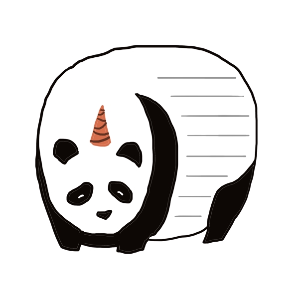 手绘动物熊猫对话框贴纸装饰设计元素