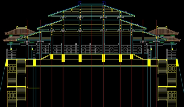 古城门建筑施工图立面图图片