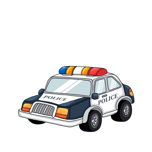 卡通一辆警车漫画设计