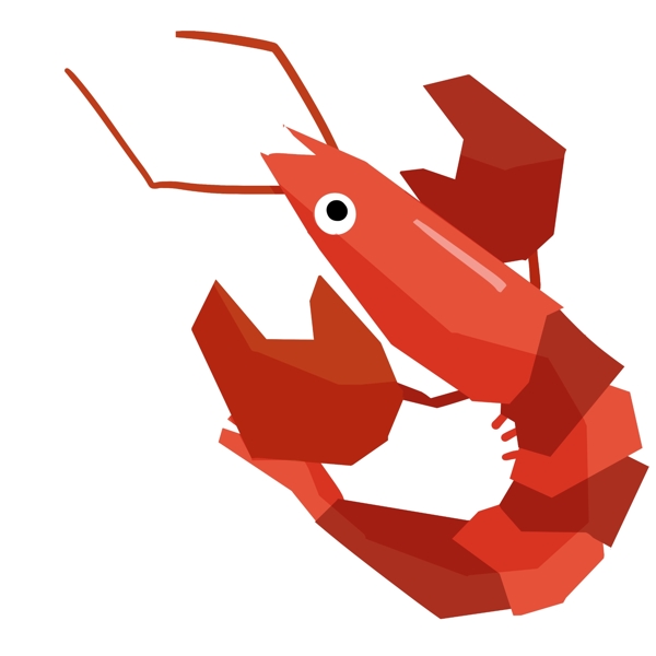 摆尾的红色龙虾插画