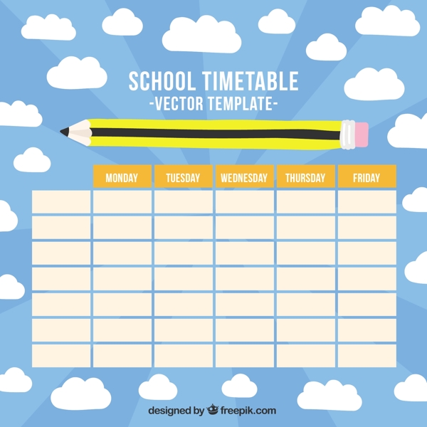 学校时间表用手拉铅笔