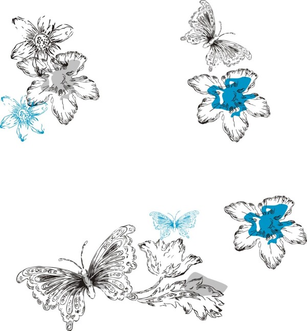 蝴蝶与花形图案
