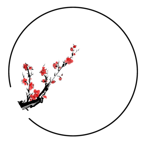 圆圆的边框梅花插画