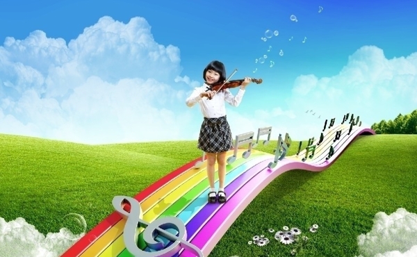 彩虹桥小提琴音符图片