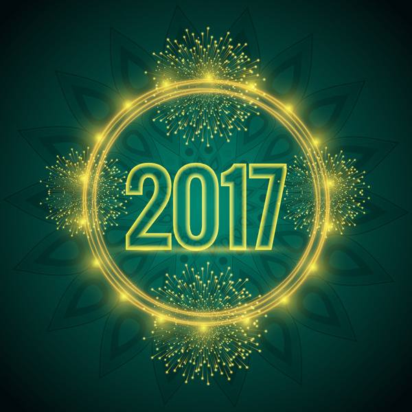 2017带光源的绿色背景矢量素材