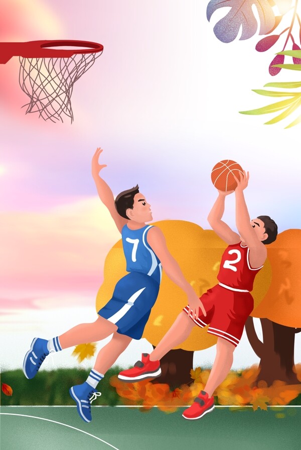 校园春季运动会打篮球海报