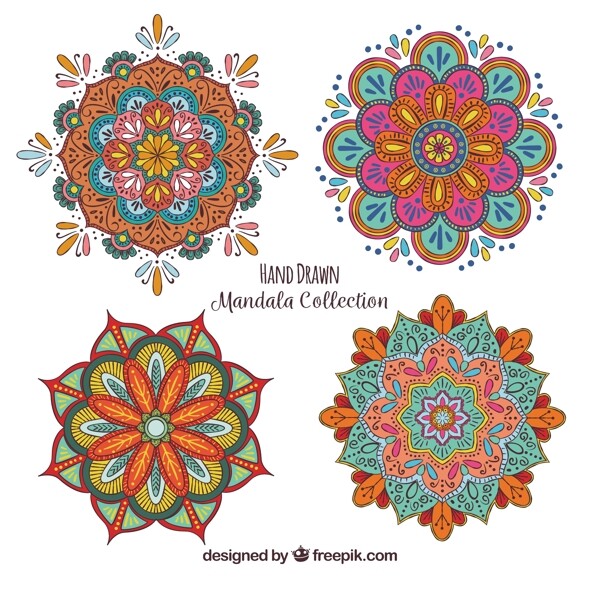 五颜六色的曼陀罗装饰花纹平面设计素材