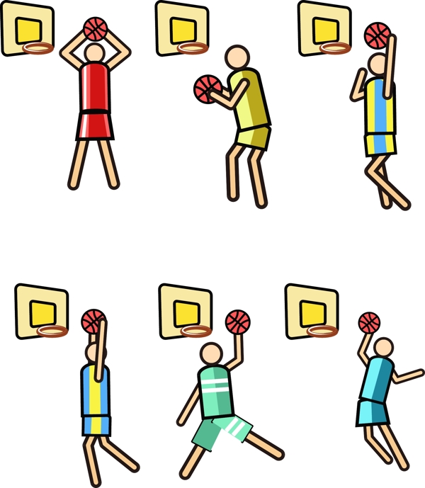 篮筐打篮球动态人物可商用元素