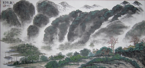 国画家在湄江榕树村图片