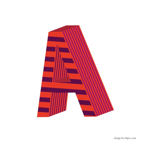 字母A波普风3D立体艺术字体