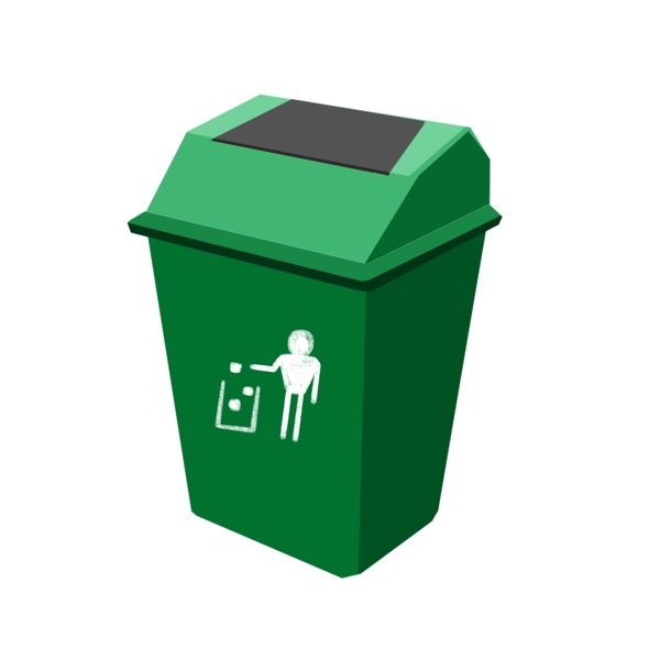 绿色的厨房垃圾桶插画