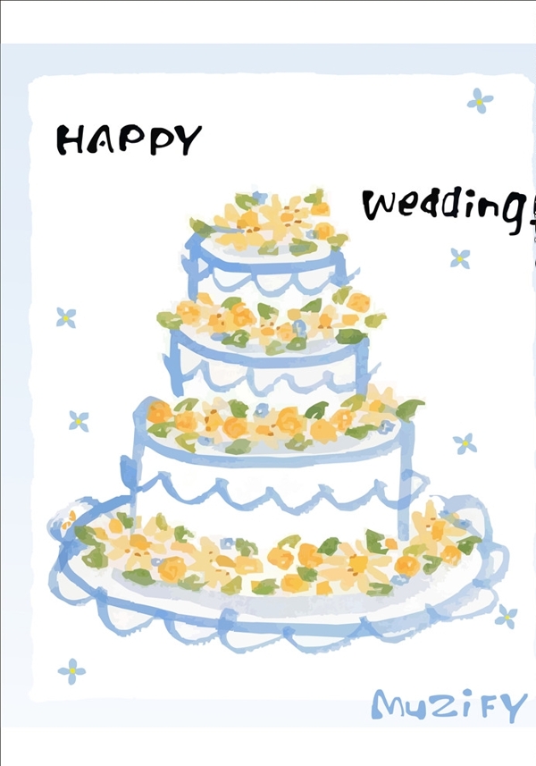婚礼蛋糕水彩画