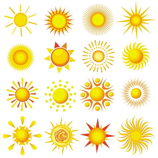 矢量素材多种太阳图形