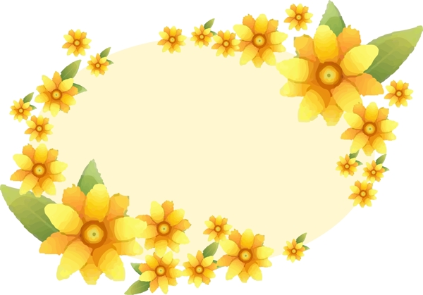 原创花朵植物边框小清新唯美黄色装饰元素