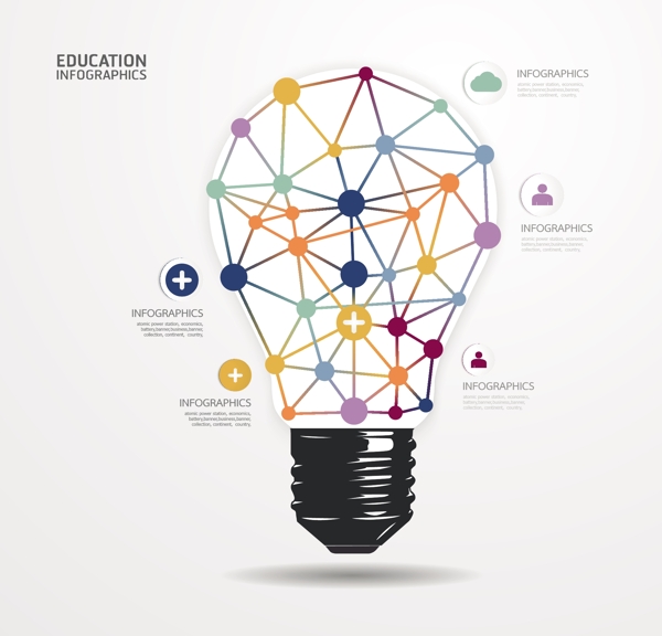 创造性的灯泡连接模板矢量素材