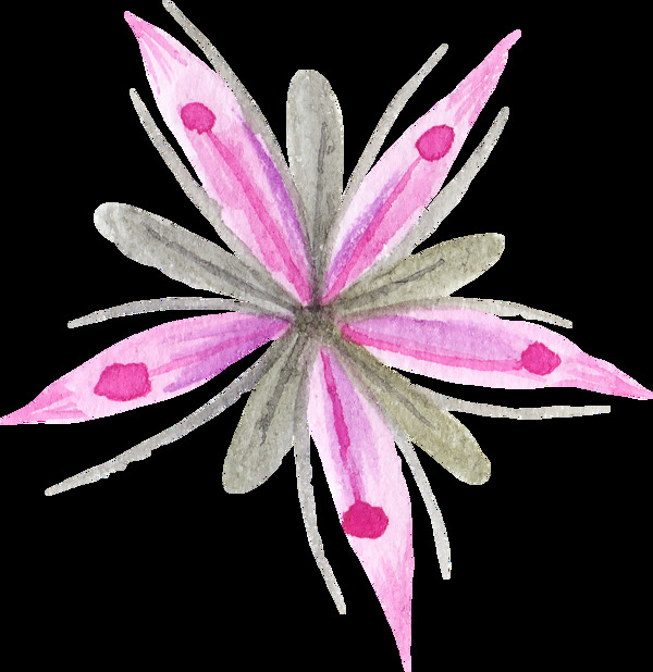 粉心花瓣卡通水彩透明素材