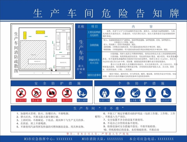 生产车间危险告知牌