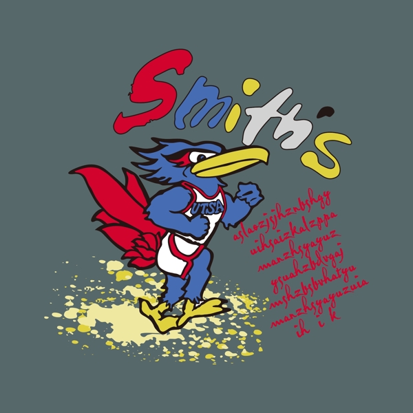 印花矢量图T恤图案图文结合动物啄木鸟免费素材