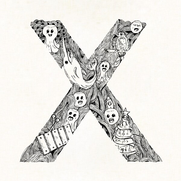 手绘字母x装饰图案背景