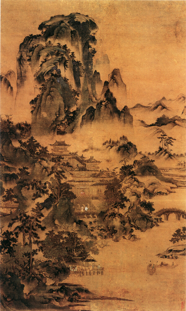 青山画阁图山水画中国古画0334