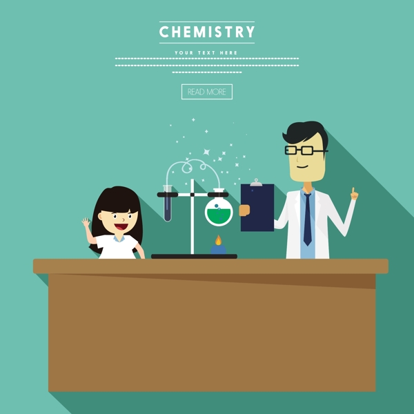 老师与学生做化学实验