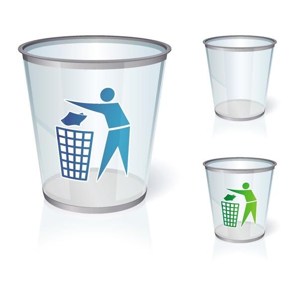 3玻璃箱回收垃圾矢量图标