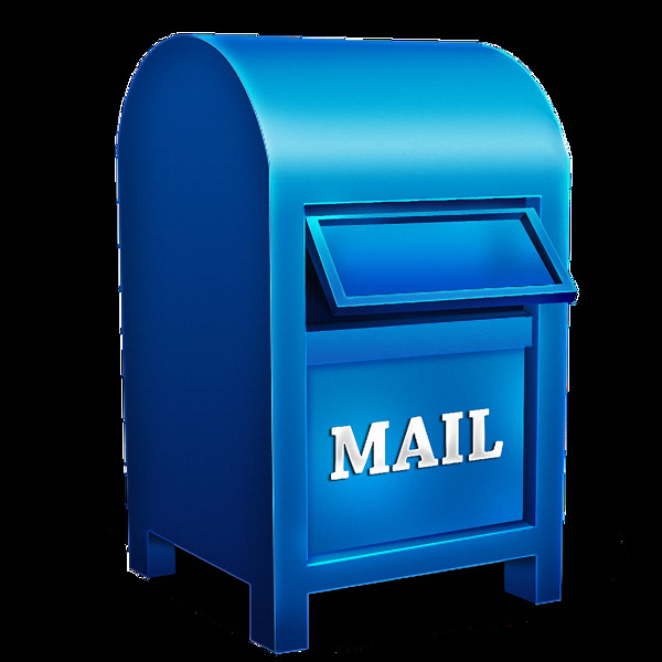 蓝色复古信箱免抠png透明素材
