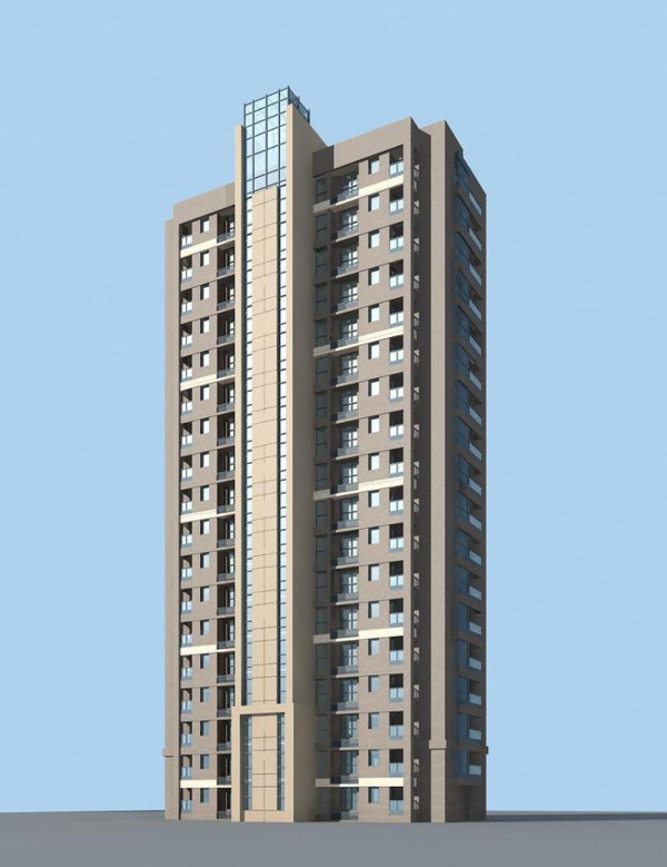 凸面高层住宅建筑3D模型